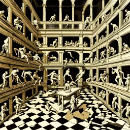 M. C. Escher collaborates with Jacques Louis David.