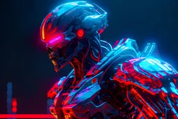 grendel in 8k solo leveling shadow artstyle, ice white old robot them, red neon effect, full body, apocalypse, intricate details, highly detailed, high details, detailed portrait, masterpiece,ultra detailed, ultra quality