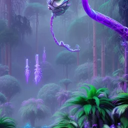 Avatar Pandora forest neon glowing plants fantasy purple blue green vibrant HD high definition 4K detailed lush beautiful tropical misty sparkles