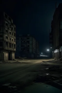 The pictures are a dark city, devoid of housing, as if it were a ghost town