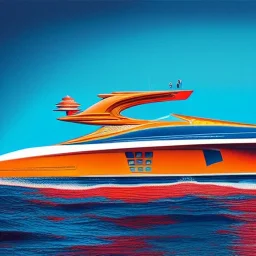 fullbody Drawing of 'sketch of SUperBoat',intricate detail,andrea bonelli,Kilian Eng,Ohrai,evan lee,Aleksandr Sidelnikov,KyuYong Eom,three quarters frontal aerial view,toned colors,16k