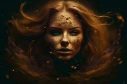 woman [explode::2 | disintegrate] into swirls of [sand | roots::2], [glowing | fireflies | planets | water]