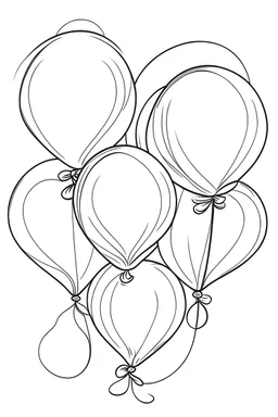 outline art for Balloons coloring pages with sitch, white background, Sketch style, full body, only use outline, dementia patients style, clean line art, white background, no shadows and clear and well outlined.