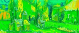 A lime green tiny cybernetic realm painted by Vincent van Gogh