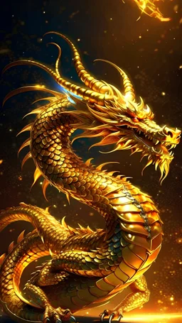 Golden Powerfull Dragon 8K High Quality, Cosmic Astrology Background