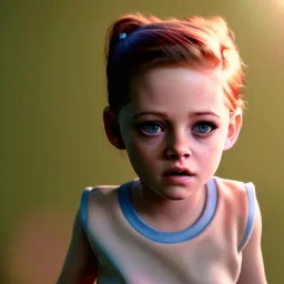 Kristen stewart toddler, full body, dramatic lighting, hyper realistic