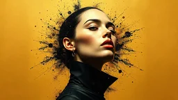 High fashion future hundred years from now minimalism abstract black and gold minimalism geometric surreal beautiful fashion portrait explosion splash art minimalist surreal ambient background surreal lonely depth deep soul spirit fantasy surreal geometry flat utopia album cover cinematic 8k epic movie still sharp focus gustav klimt pascal blanche rutkowski repin artstation hyperrealism painting concept art detailed character design matte painting leaf