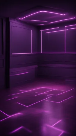 Hyper Realistic purple & maroon neon floor in a dark room