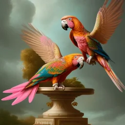 Pink parrot Renaissance style