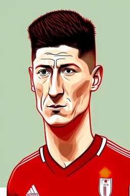 Robert Lewandowski Polish football player cartoon 2d