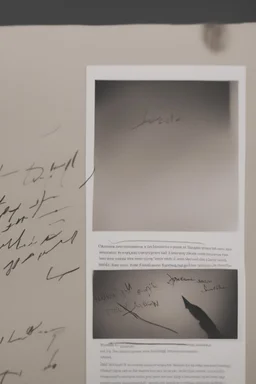 A close-up written breakup letter with drawn pics and scratched out words