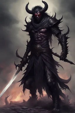 dark dreadful swordsman humanoid demon monster hell