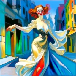 woman dancing in the street Leonor Fini Tamara de Lempicka