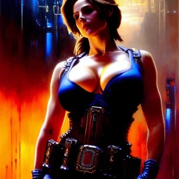 Drawing of beautiful face,'beautiful,Busty fit 'Jill Valentine',intense stare, ancient skintight armor, balanciaga fashion clothe painting by gaston bussiere, greg rutkowski, yoji shinkawa, yoshitaka amano, tsutomu nihei, donato giancola, tim hildebrandt Oil on canvas, cinematic composition, extreme detail,fit full head inside picture,16k