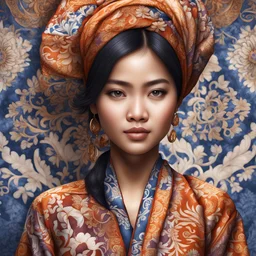 gadis cantik asli indonesia memakai batik, ultra detailed. 8k, realistic. photo realistic.