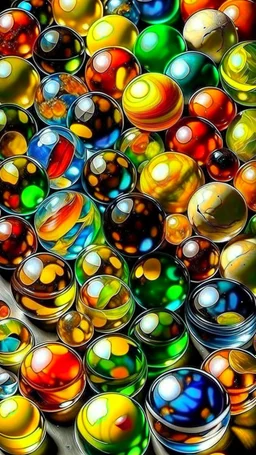 a pile of glass marbles, extremely detailed, realistic shapes, colorul, 90s nostalgia, stunning, amber, shiny, colorful, ultra detailed, perfect photo