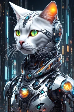Cyborg cat Neofuturista, hiperdetallado, calidad ultra, full body