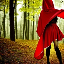 gorgeous red riding hood sensually lifting her skirt up