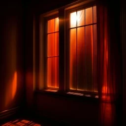 atmospheric deep orange light coming through a window