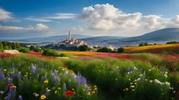 desktop wallpaper ,Turkey istanbul ,country side ,wild flowers,blue sky nice clouds,