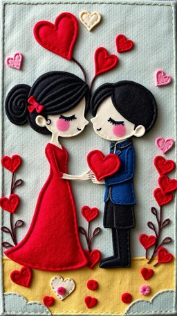 felt art patchwork depict valentine day emotion starring same gender