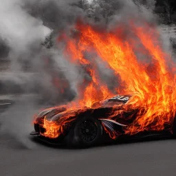 entire race car flames stripes