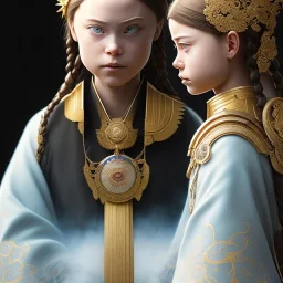  Greta Thunberg Detailed sad anime Kunoichi upset man, intricate details, full body portrait, keep head in frame, slight, black Japanese motif, concept art, highly detailed, digital painting, concept art, sharp focus, illustration, art by Yoji Shinkawa, WLOP and greg rutkowski and alphonse mucha and artgerm and yanjun Chen and Junji ito and Makoto Shinkai, HDR, octane render