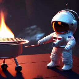 astronaut cooking marshmallows on barbecue from mars unreal engine 5, octan render