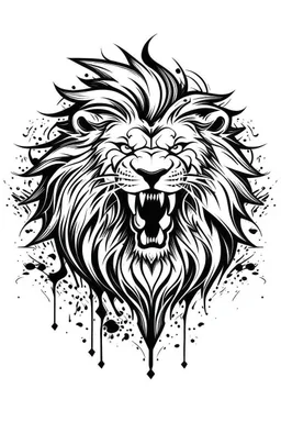 roaring thunder lion ink logo, white background