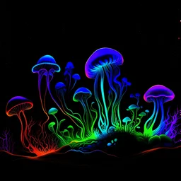 Synesthesia, neo-surrealism, neon bioluminescence