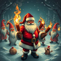 there is no kebabs at christmas, evil Santa, evil gnomes running around, king diamond, flaming eyes, evil Rudolf, evil Frosty, kebabs and kebab