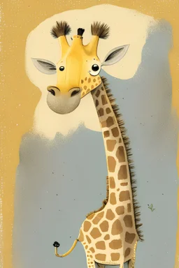 Illustrated children's book page, friendly giraffe