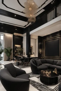 A luxurious company with black furniture and black décor