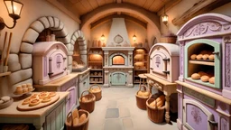 cute little pastel medieval bakery, 8k, high quality, trending art, trending on artstation, sharp focus, studio photo, intricate details, highly detailed, by tim burton