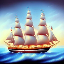 portrait of a Sail Ship El Bosco style