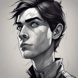 Ensure that the character is facing towards the right side of the canvas. Create a visually striking 2D portrait inspired by comic book and animation styles. incorporating surreal elements.