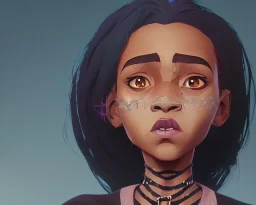 Portrait of a magical black 10 year old witch girl with big lips by Nick Harris