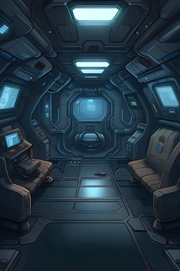 2d environement, spaceship interior. platform video game