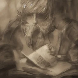 half body shot of calm elf with white hair in brown suit reading a legendary book, fantasy character, somber, gloomy lighting, epic perspective, trending on artstation