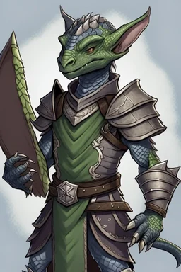 Kobold from dnd, grey diamond - shaped scales, magic book, leather armor