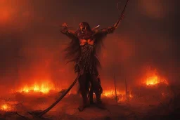 Church executioner, Fire theme art, Dark moody night atmosphere, 8K, high body details, anatomically perfect bod