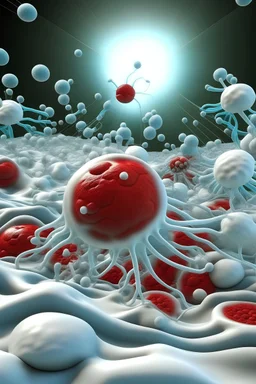 2D draw How the white blood cell attacks pathogens in our bodies