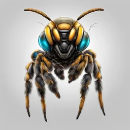 Clean white background, a stunning close-up of an alien bee,neon colors,photograph, professional vector, high detail, sharp focus, studio photo, intricate details, highly detailed, ultra hd, realistic, highly detailed, 8k, print ready vector sticker format, high detail, sharp focus, realistic, highly detailed , 8k