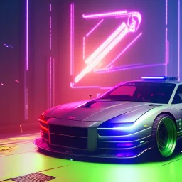 cyberpunk hyper car,cyberpunk 2077,center composition, ultra realistic,shiny, smooth, studio quality, octane render, Surrealism, Triadic colour scheme,glow-stick, ambient lighting,nightclub lighting, polaroid, 100mm, --ar 1:1 --v4