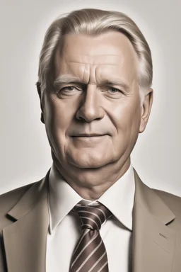 Portrait of a blonde germanic 60 year old male big politician by Neale Worley