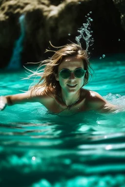 woman in a bikini swimming