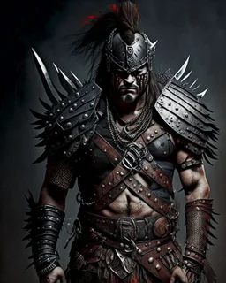 Warrior warrior with leather and metal clothes