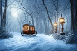 FOREST carriage LANTERN WINTER PATH FALL