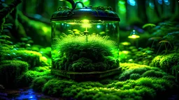 Mossy swamp in an enchanted lantern, fantasy, magical, full-spectrum light, stunning full color, vibrant, glossy, beautiful, natural, focused, crisp, sharp, detailed,