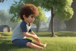 a beatiful little boy,tree years old,curly brown hair,brown eyes,realistic, intriacte detail,volumetric lighting,highly detailed, cinematic, magnificent, majestic, Realistic photography, incredibly detailed, ultra high resolution, 8k, complex 3d render, cinema 4d